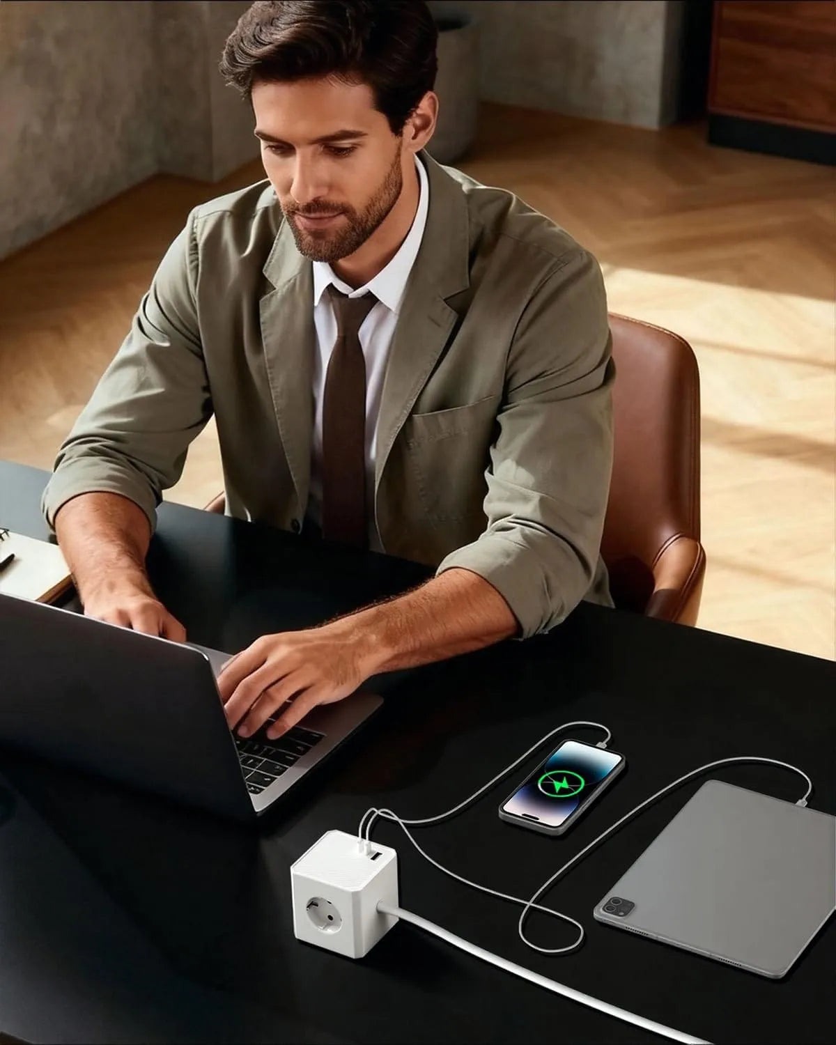 PD20W Socket Cube with 3 USB and Flat Plugs
