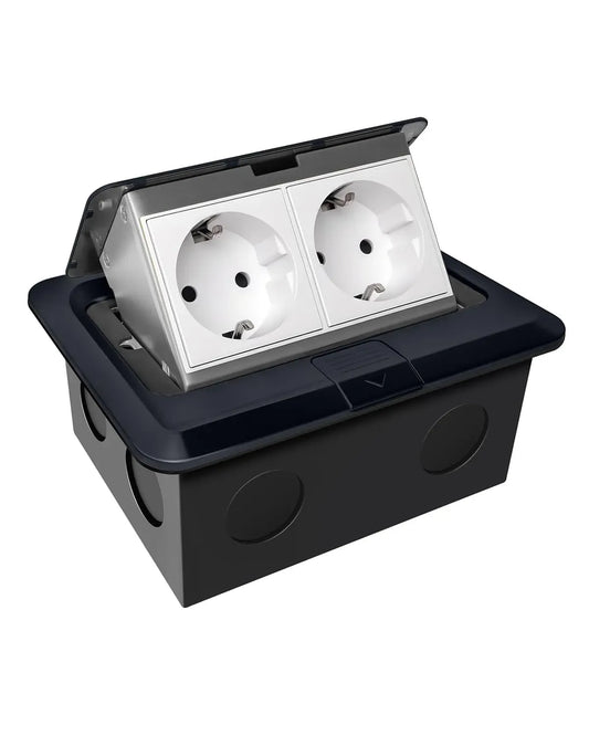 Floor Socket 2-Way Retractable Socket Stainless Steel Floor Tank Electric Floor Socket Floor Socket for Floor Installation Indoor