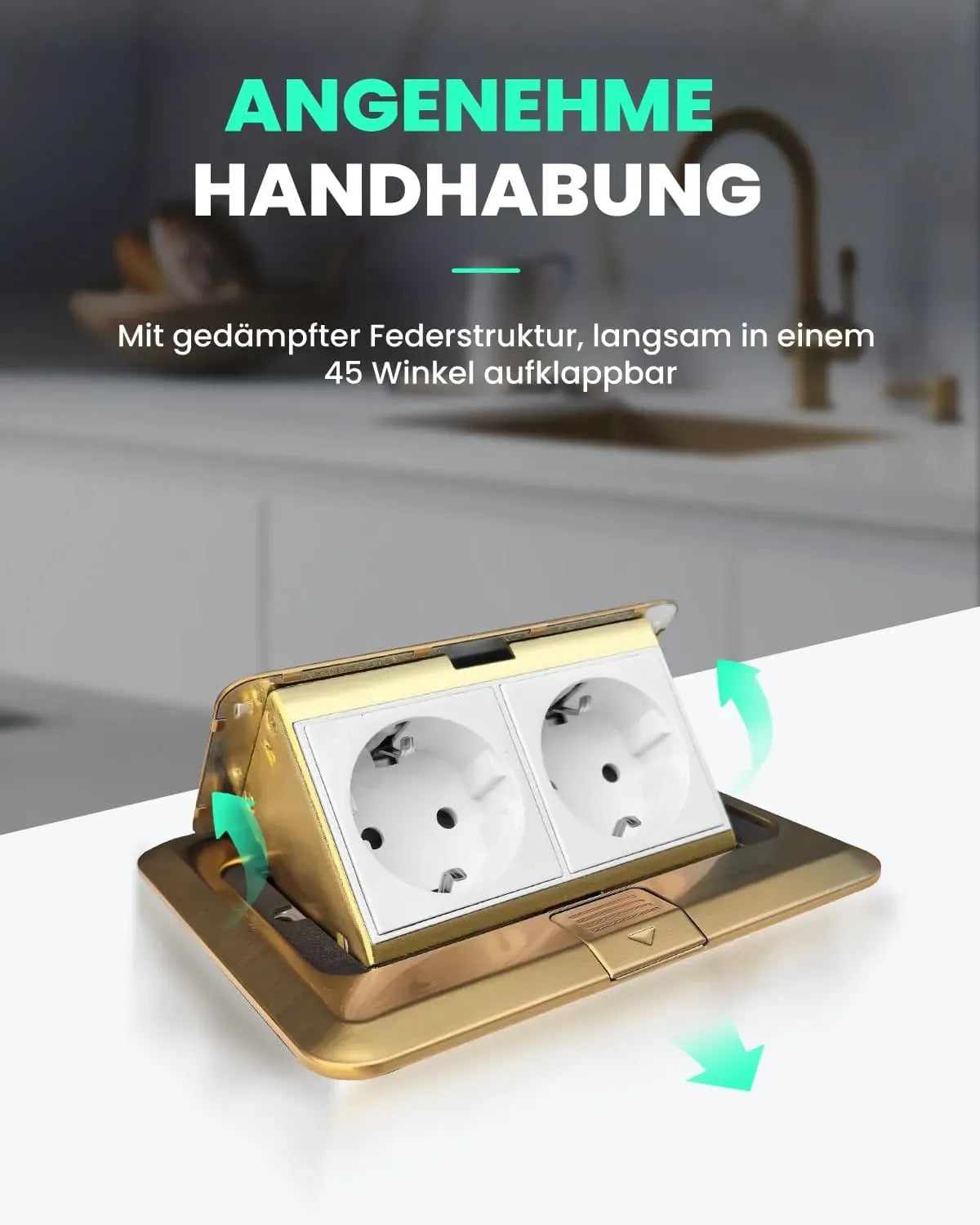 2-Way Retractable Floor Socket Stainless Steel, Pop-Up Recessed Floor ...
