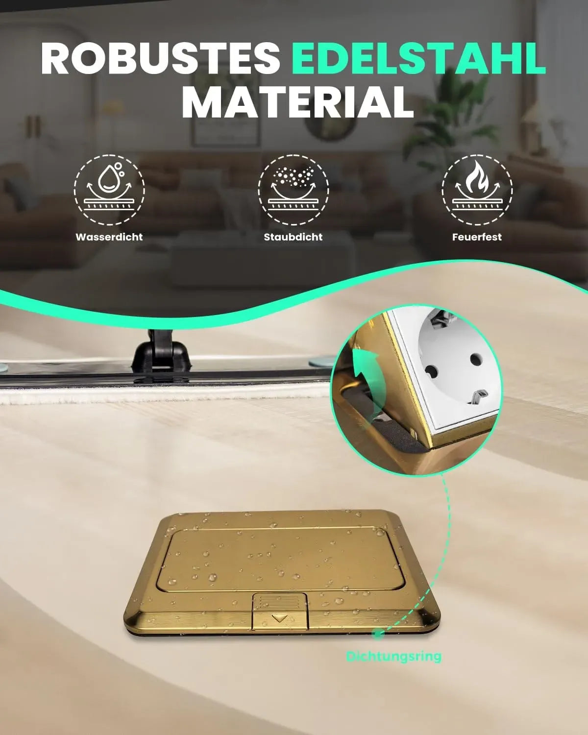 2-Way Retractable Floor Socket Stainless Steel, Pop-Up Recessed Floor ...