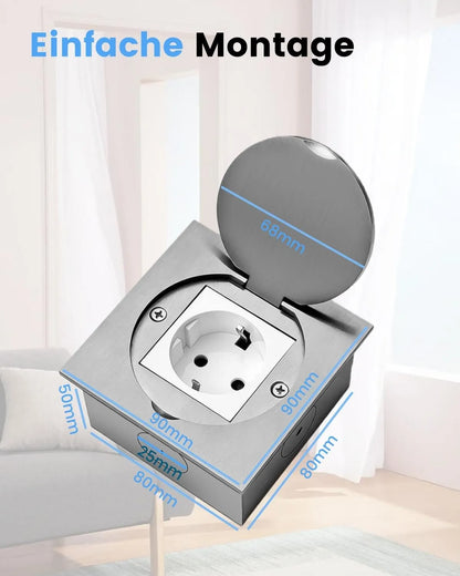 Floor Socket Single Plug Stainless Steel Floor Tank Electric Floor Socket Indoor
