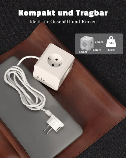 PD20W Socket Cube with 3 USB and Flat Plugs