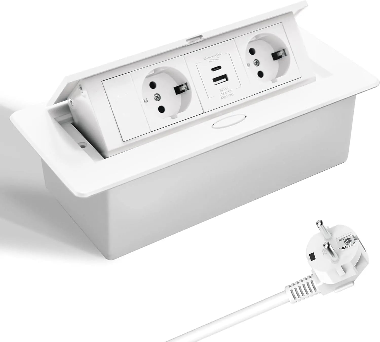 Retractable Socket Built-in Socket with PD20W USB-C Quick Charge Function Table Socket for Desk Kitchen Worktop