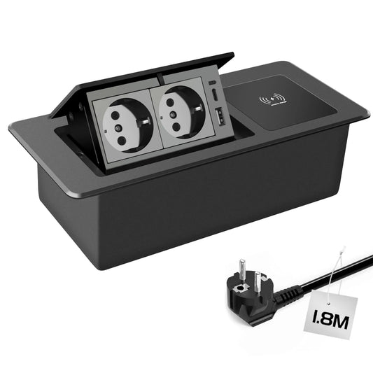 Retractable Socket PD20W USB C and 15W Wireless Charging