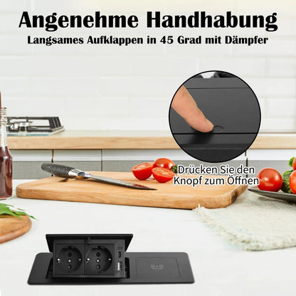 Retractable Socket PD20W USB C and 15W Wireless Charging